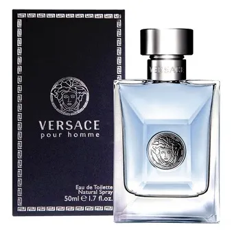 Versace Pour Homme 향수와 케이스가 나란히 놓여있는 사진