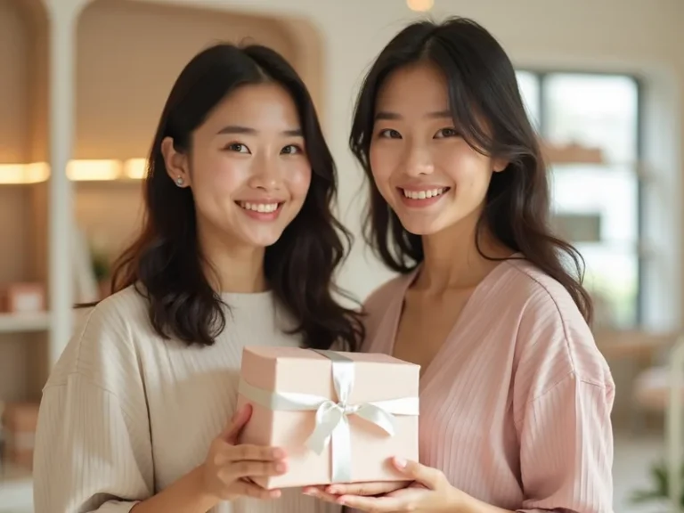 성년의 날 향수 선물을 주고받는 20대 남녀